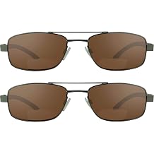 proSPORT Bifocal Reading Sunglasses Square Aviator Outdoor Readers Men Women Black Bronze Gunmetal Frame HD Brown Grey Lenses