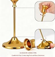 Vista 3 de 3 portavelas cónico, candelabros dorados para centro de mesa, recepción de boda, decoración festiva de Navidad, Halloween