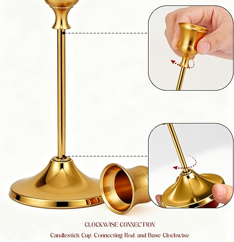 Miniatura 3 de 3 portavelas cónico, candelabros dorados para centro de mesa, recepción de boda, decoración festiva de Navidad, Halloween