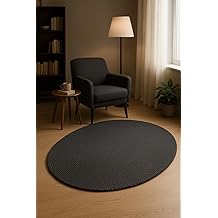 Oval Sa&ccedil; &Ouml;rg&uuml; Desenli Kaymaz Taban Dekoratif Halı Kilim Paspas Antrasit 80 x 200