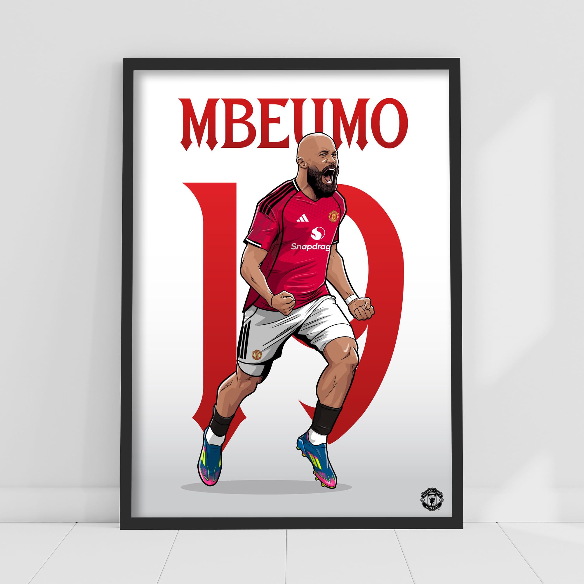 Themed Red Manchester United Fc Print - Mbeumo 25/26 Illustration Player Poster Football Wall Art (21Cm X 29.7Cm - A4)