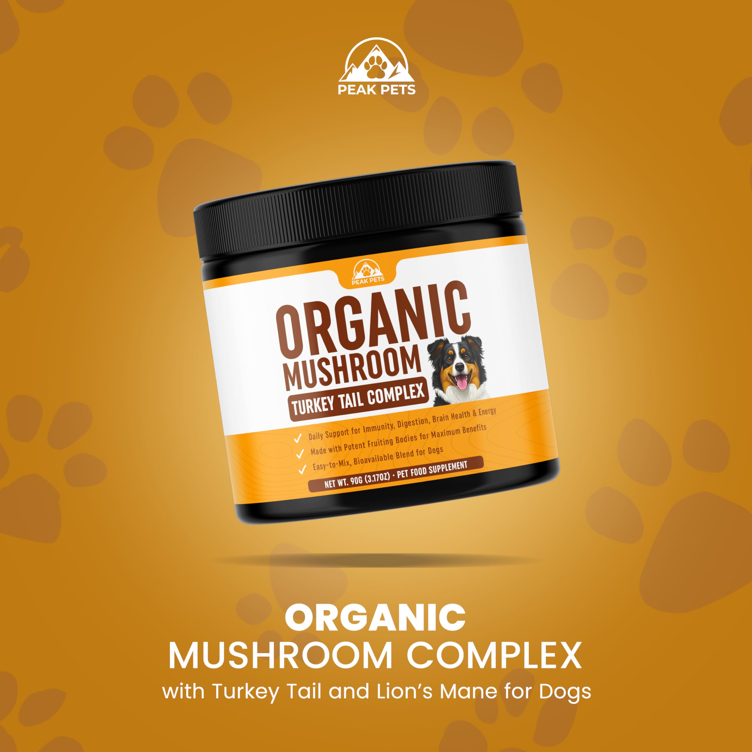Turkey Tail Mushroom for Dogs Supplement Powder (90g) Organic Mushroom Complex with Lion's Mane for Dogs - Immune Support, Brain Health and Digestion - Third Party Tested, Non-GMO and Made in USA — Amazon image 5