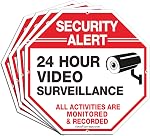 Faittoo 4-Pack Video Surveillance Sign, No Trespassing Metal Reflective Warning Sign, 10"x 7" 0.40 Aluminum Indoor Or Outdoor Use for Home Business CCTV Security Camera,UV Protected & Waterproof