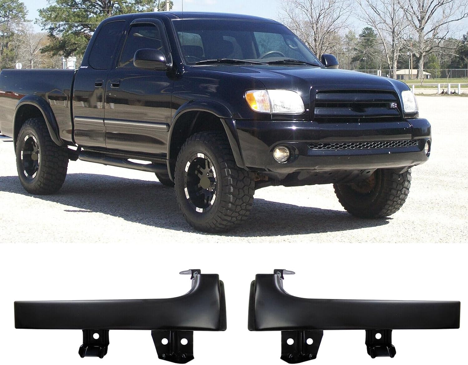 Front Bumper Grille Metal Headlight Filler Trim Panel Primer, Left and Right Headlight Trim for Toyota Tundra 2003-2006 Only,Black(Won't fits Double cab)