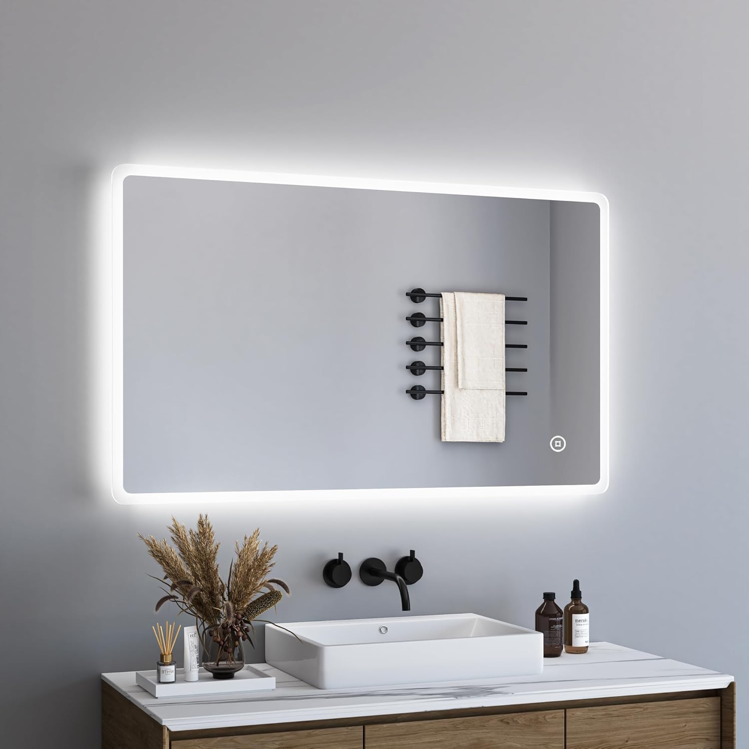 BDBaode Bathroom Mirror with Lighting, 70 x 120 cm, LED Bathroom