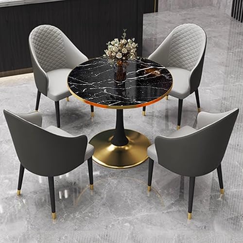 Miniatura 15 de YVYKFZD Juego de mesa y silla para sala de recepción de oficina, juego de mesa de comedor simple para cocina, mesa de centro redonda para 4 Gris