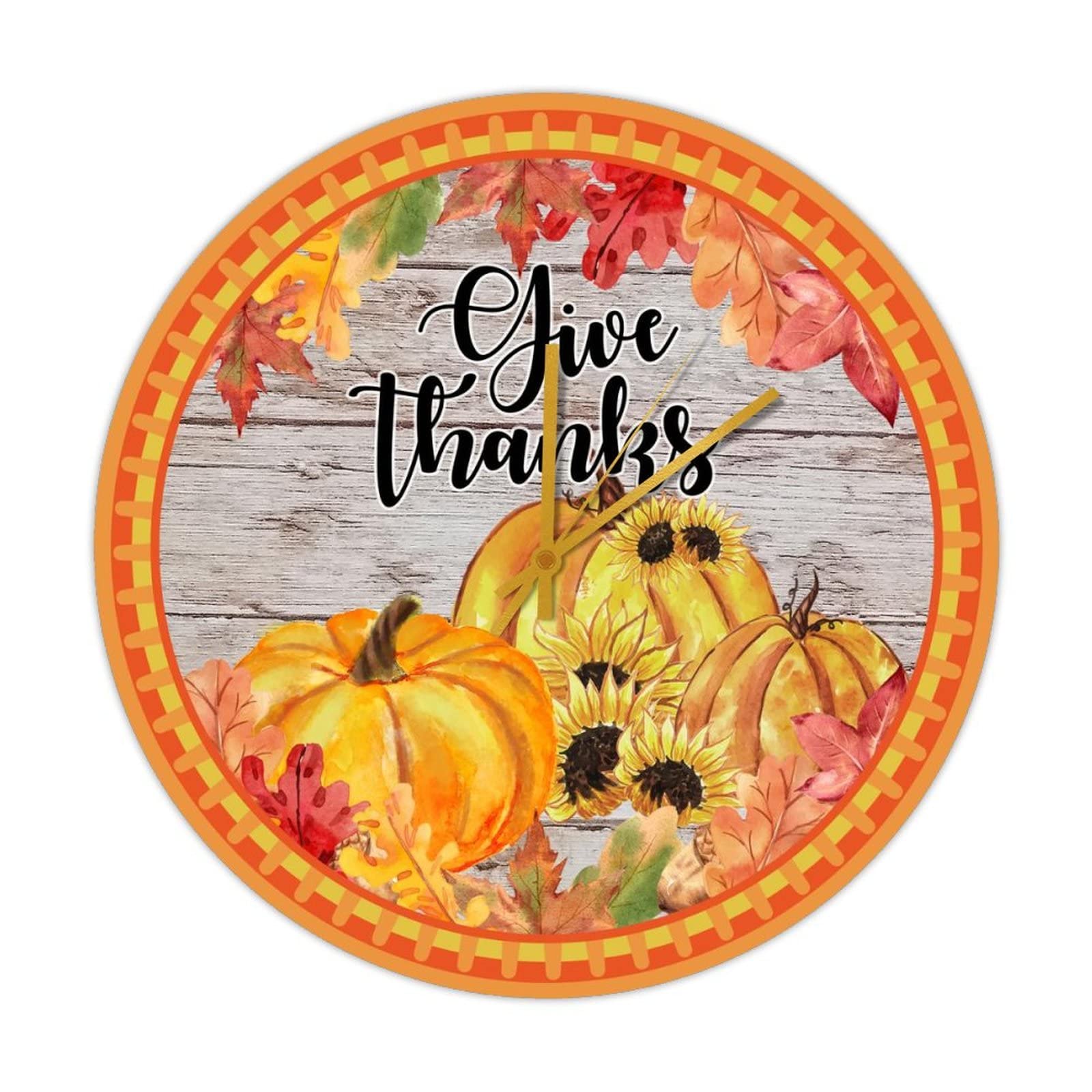 Horloge de qualité Give Thanks Farmhouse en bois horloge de salon élégante 38 cm