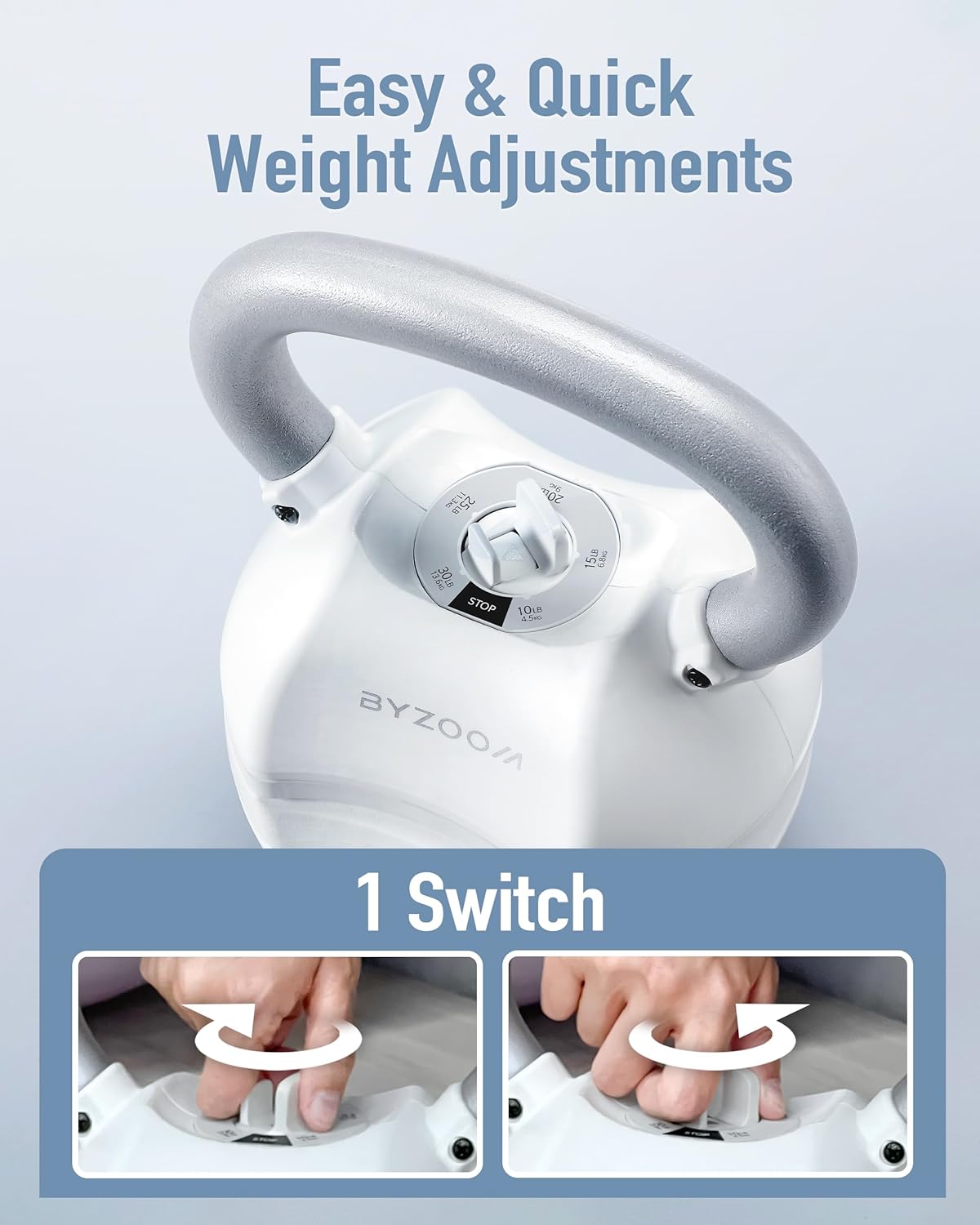 BYZOOM FITNESS Adjustable Kettlebell 30lb/40lb Weight Training Fitness Exercise Full Body Workout 5 in 1 for Home Gym Beginners Woman - Image 2