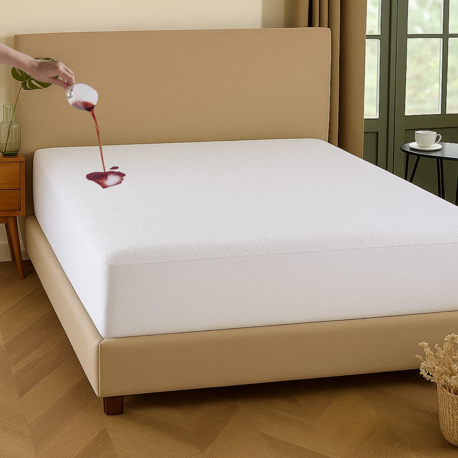 Salt Valley Terry Towel waterproof mattress protector - Soft, Breathable & Aloe Vera Treat...