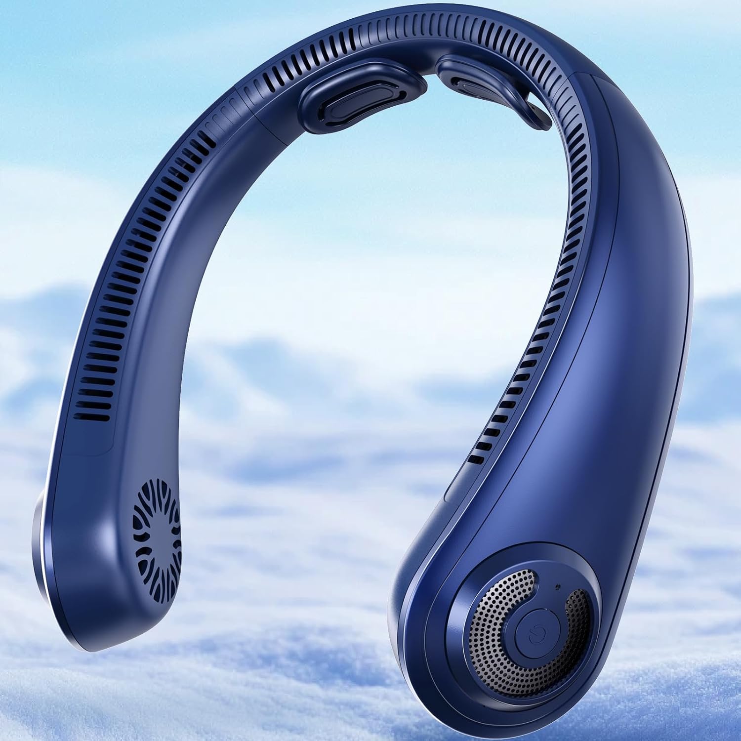 Neck Fan - Portable Personal Cooling Bladeless Around the Neck Fans that Blow Cold Air Rechargeable with 5 Speeds, Neck Support for Hot Flashes, Disneyland, Travel, Cooler Gift for Women Men