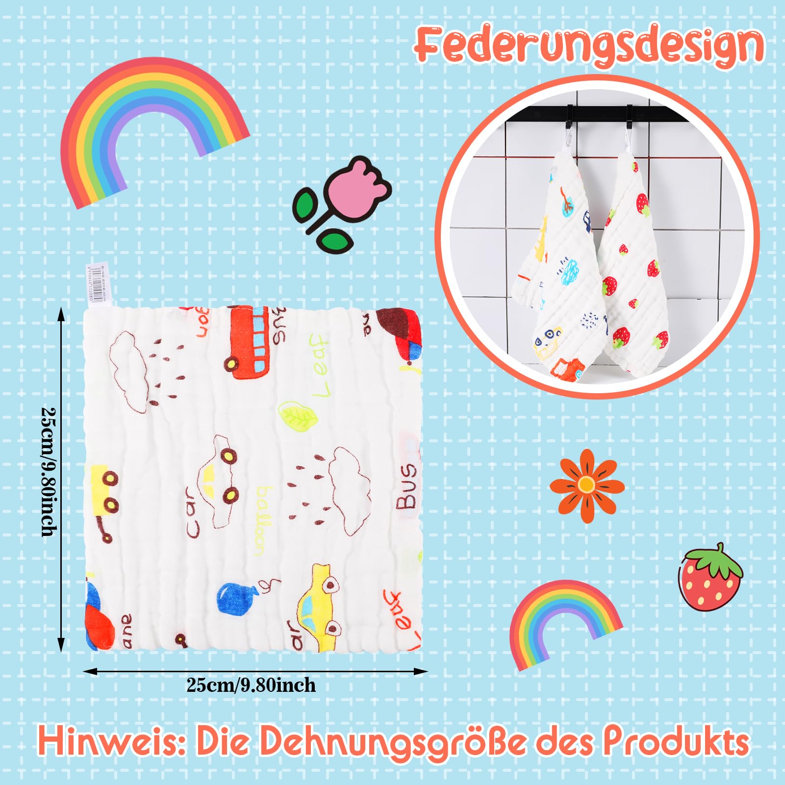 Lot De 2 Grands Carrés En Mousseline 100% Coton – 50x25 Cm, Ultra Doux Et Absorbants – Pour Bébé, Toilette, Allaitement