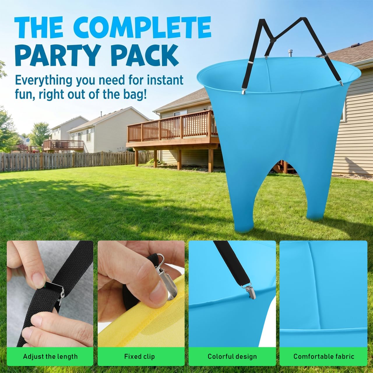 Didiseaon Juego de 4 piezas Granny Pants para patio con 24 bolas, 4 bombas