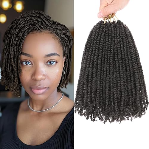 Miniatura 24 de COOKOO 9 paquetes de extensiones de cabello sintético de ganchillo pretrenzado de 6 pulgadas, trenzas mini de pasión preenlazadas, trenzas 1b#