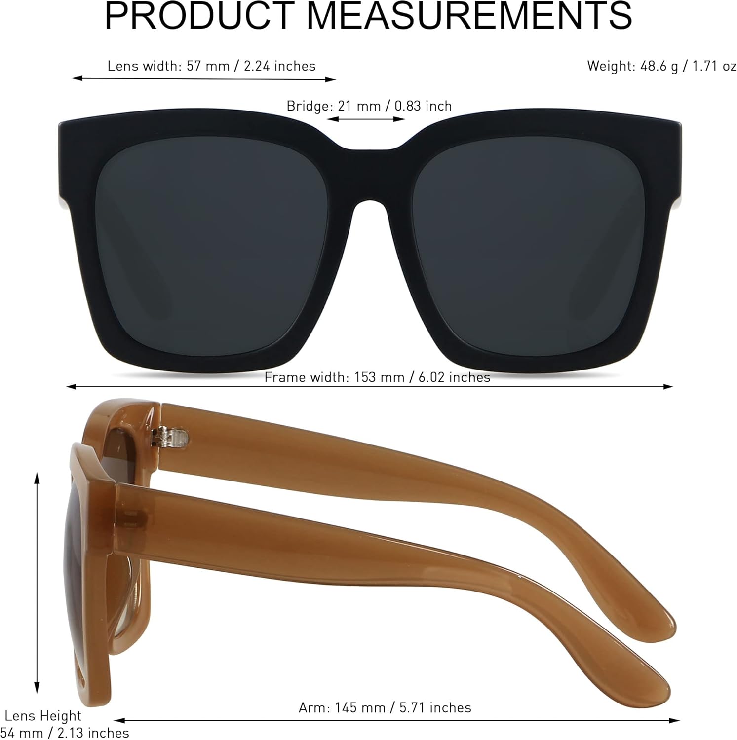 ANDWOOD Oversized Sunglasses for Women Big Large Square Wide Frame Shades Retro Trendy Fashion UV Protection - Image 5