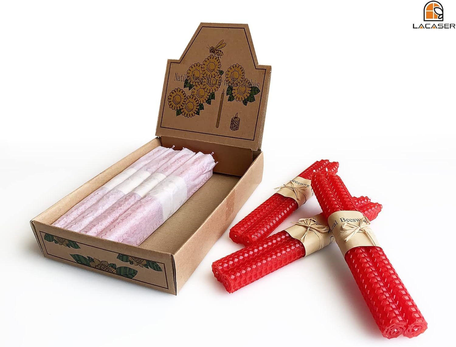 Lacaser Natural Beeswax Red Taper Candles Bulk Pack of 14 pcs, Unscented Red Long Candlesticks 9 Inches Each, Burning Time 4 Hours - Image 6