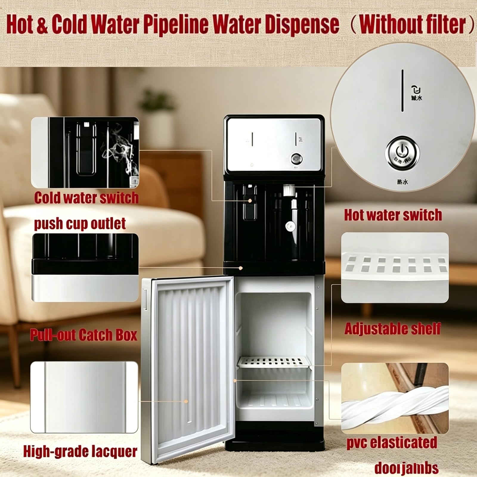 Dispensador Agua Consumo Directo Maquina De Agua Fria Y Caliente, Temperatura Ajustable En 3 Niveles, Se Calienta En 3 Segundos, Enfriador De Aguas Dispensador De Pie Doméstico En Pequeñas Empresas