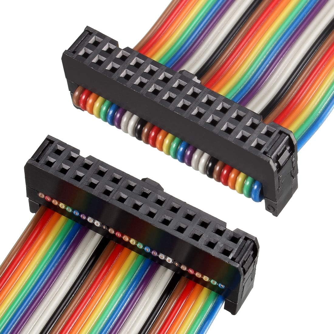 uxcell IDC Rainbow Wire Flat Ribbon Cable 26P A-type FC/FC Connector 2.54mm Pitch 1m/39.3inch Length