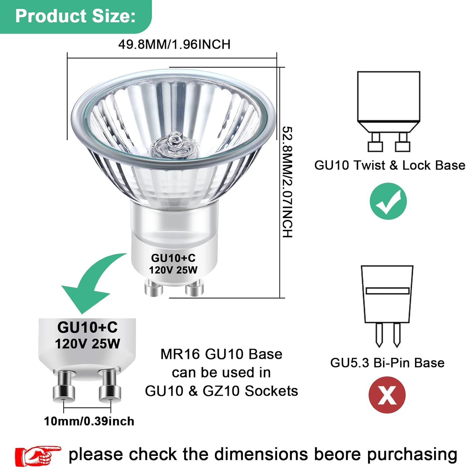 TAIYALOO GU10 Halogen Bulb 120V 25W NP5 Replacement Bulb for Candle Warmer, Scent Wax Burner, Fragrance Melt, Warming Bulb MR16 JDR Dimmable, 2700K Warm White, Pack of 4