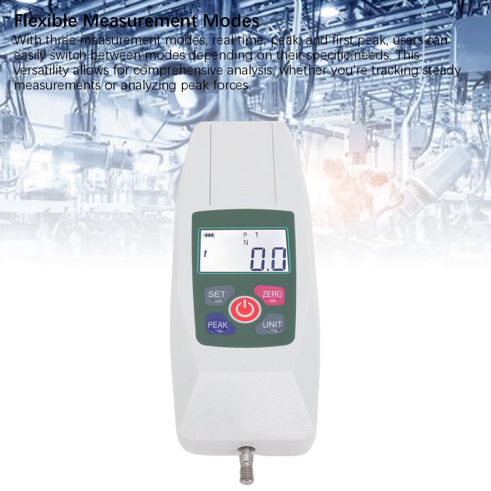 Digitale Kraftmesser Push Pull Force Tester LCD Hintergrundbeleuchtung tragbare 100N -Kapazität für Industrieprüfung Labor verwenden ABS -Material 10 kg 22 lb 360oz Messung