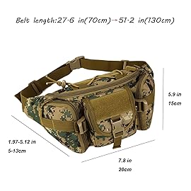 ArcEnCiel Tactical Fanny Pack for Men Women Waist Bag Hip Belt Outdoor Hiking Fishing Bumbag with Patch