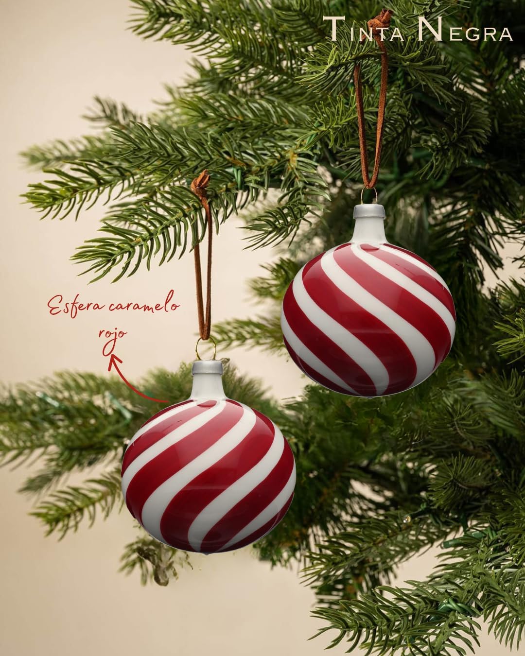 Christmas Ornaments | Made of Glass | Handcrafted | Peppermint Red and White Candy Style Decor | Ideal with Christmas Lights | Christmas Tree Decorations | Set 12 pcs | 2.4in (6cm) Diameter