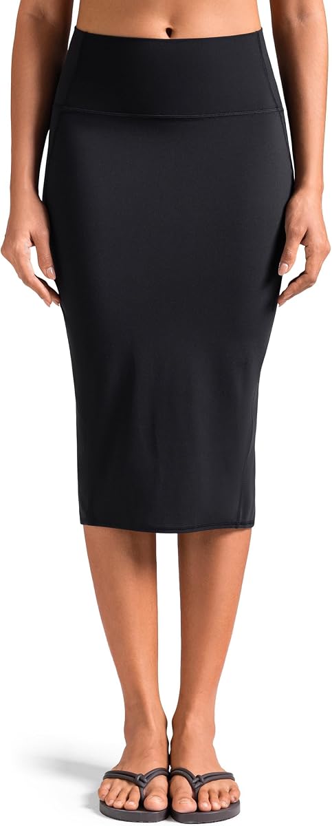 Colorfulkoala Dreamlux Falda lápiz midi para mujer - Cintura alta elástica, ceñida por debajo de la rodilla para trabajo de oficina y negocios informal