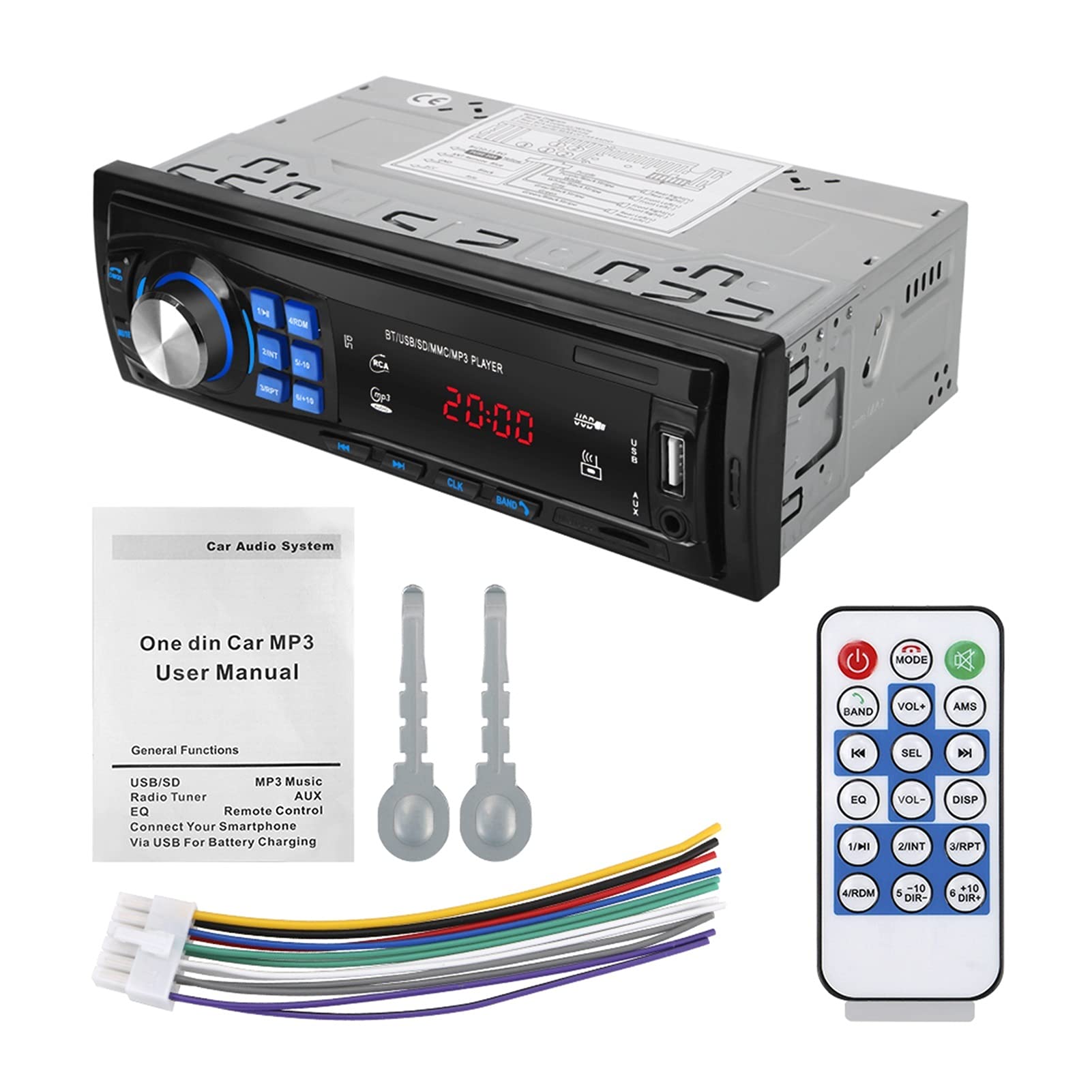 Adattatore Audio Bluetooth. 1. DIIN Autoradio Bluetooth FM. Stero Radio. USB SD AUX. Audio Player Auto Electronics in-Dash Autoradio 12pin Auto Radio Player (Color : Without Camera)