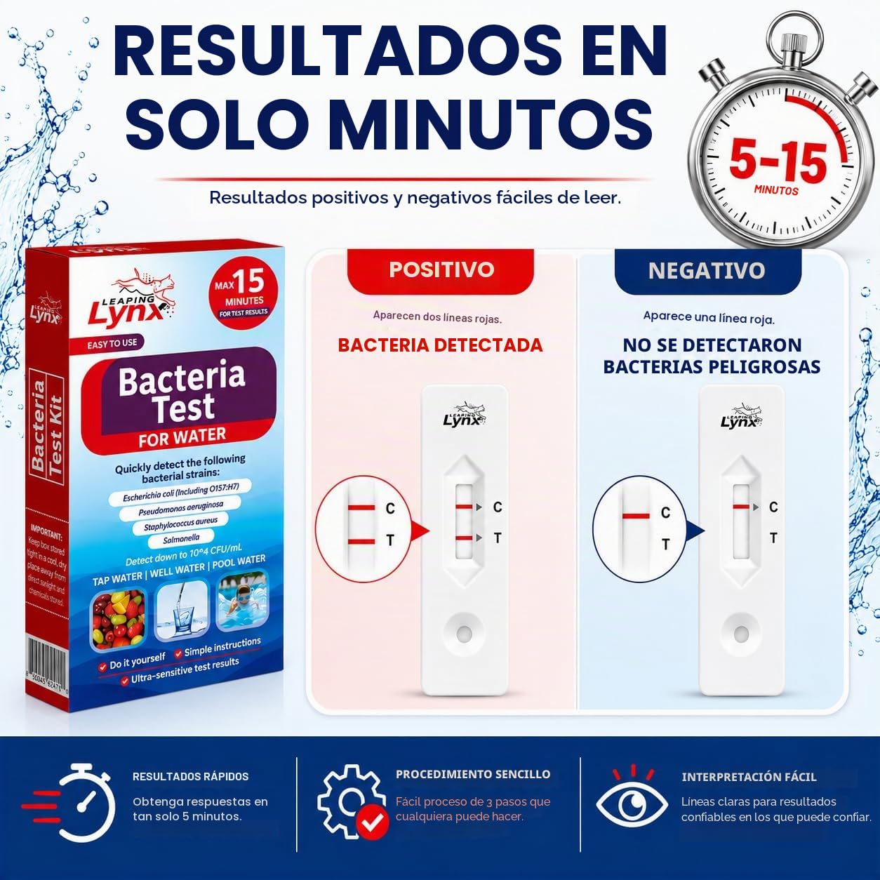 Leaping Lynx Kit de prueba de bacterias para agua