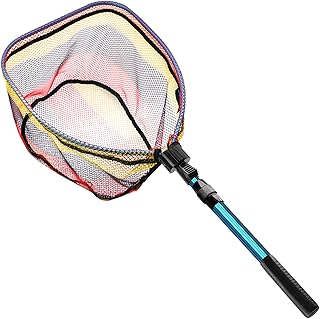 SAN LIKE Fishing Nets Collapsible Telescopic Pole Fishing Net - Folding Extend Rubber Coated Freshwater Saltwater Landing Net for Trout Bass Steelhead Salmon