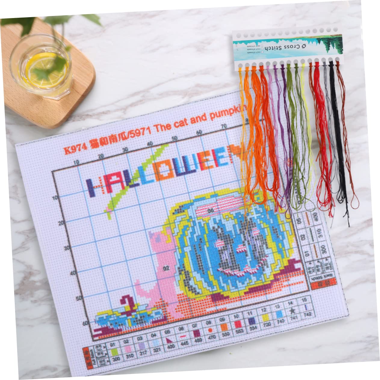 EXCEART 3juegos Kit De Bordado De Calabaza y Gato Para Halloween Materiales De Costura Incluye Hilos Para Principiantes Bordado