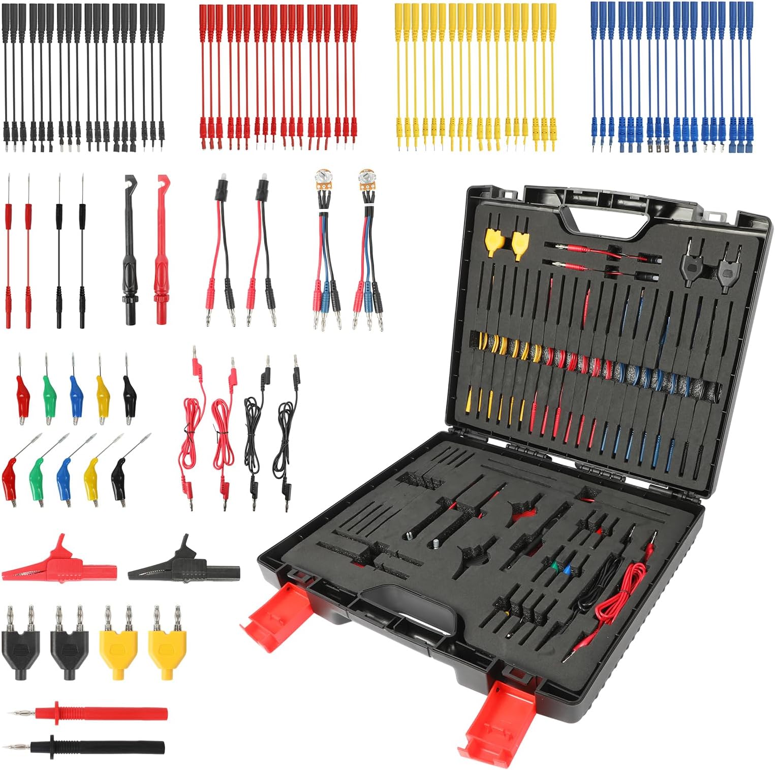 104 PCS Multimeter Test Leads Set, Automotive Circuit Test Leads Kit Oscilloscope Back Probe Kit Multimeter Terminal Test Leads Kit Wire Piercing Probes Tester Diagnostic Tool