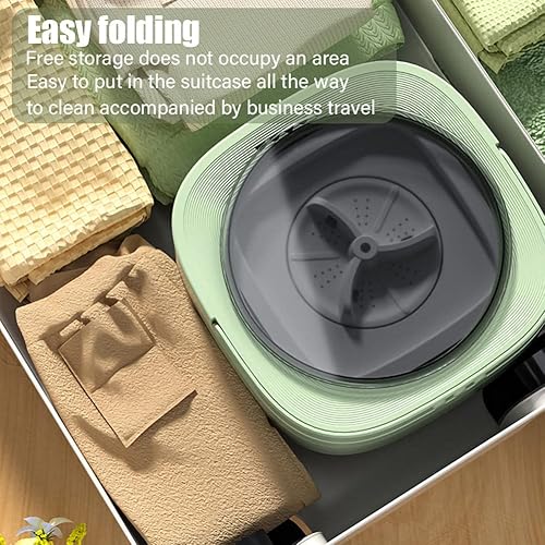 Miniatura 5 de FEMUN, Lavadora portátil, lavadora plegable, mini lavadora, pequeña lavadora portátil, para ropa interior, calcetines, se puede temporizar, lavar y