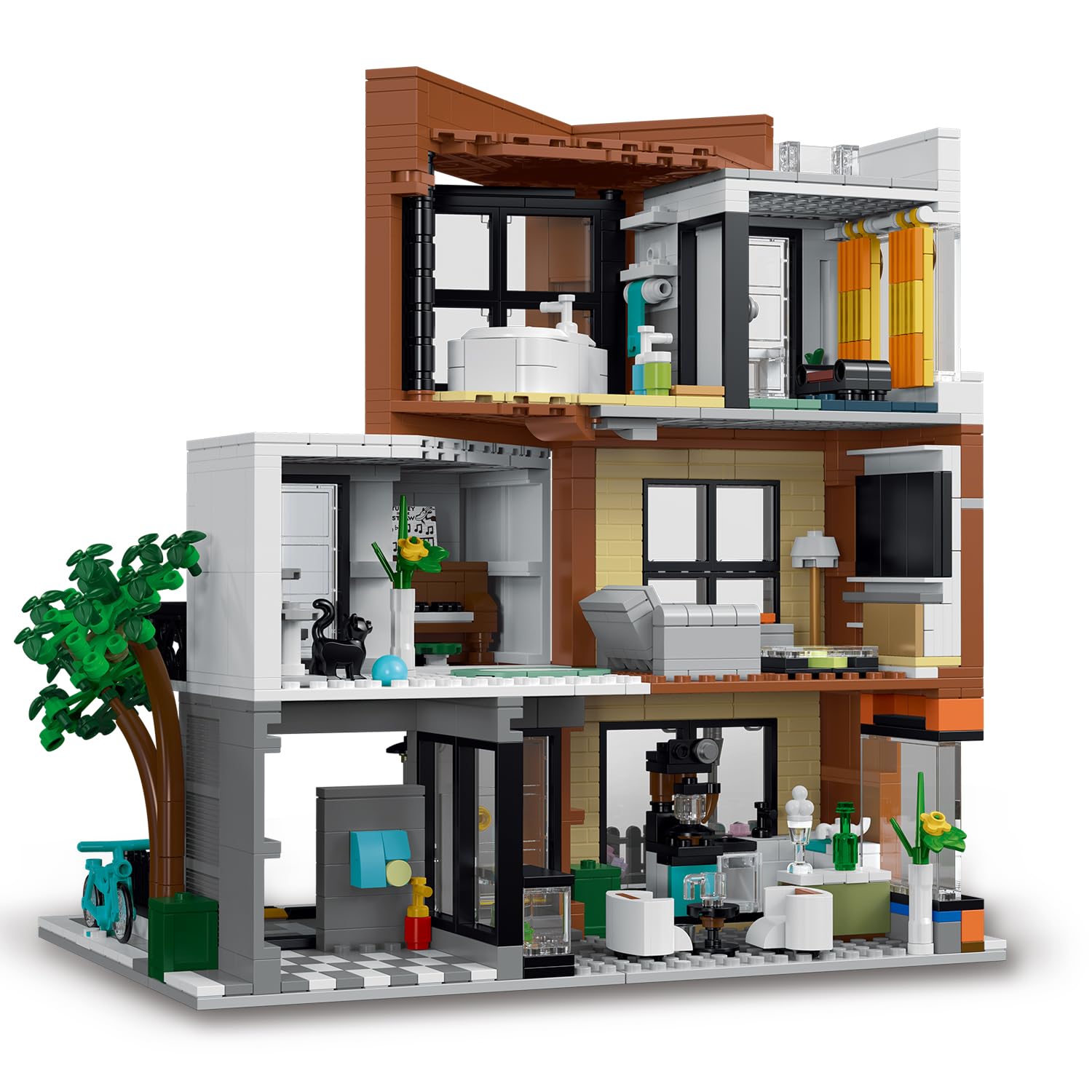 NEWRICE Kit di costruzione dell'architettura moderna di ville con luci LED, 3 livelli di blocchi di costruzione di ville di stampo giocattolo, per 12+anni adolescenti, adulti (1399 pezzi)