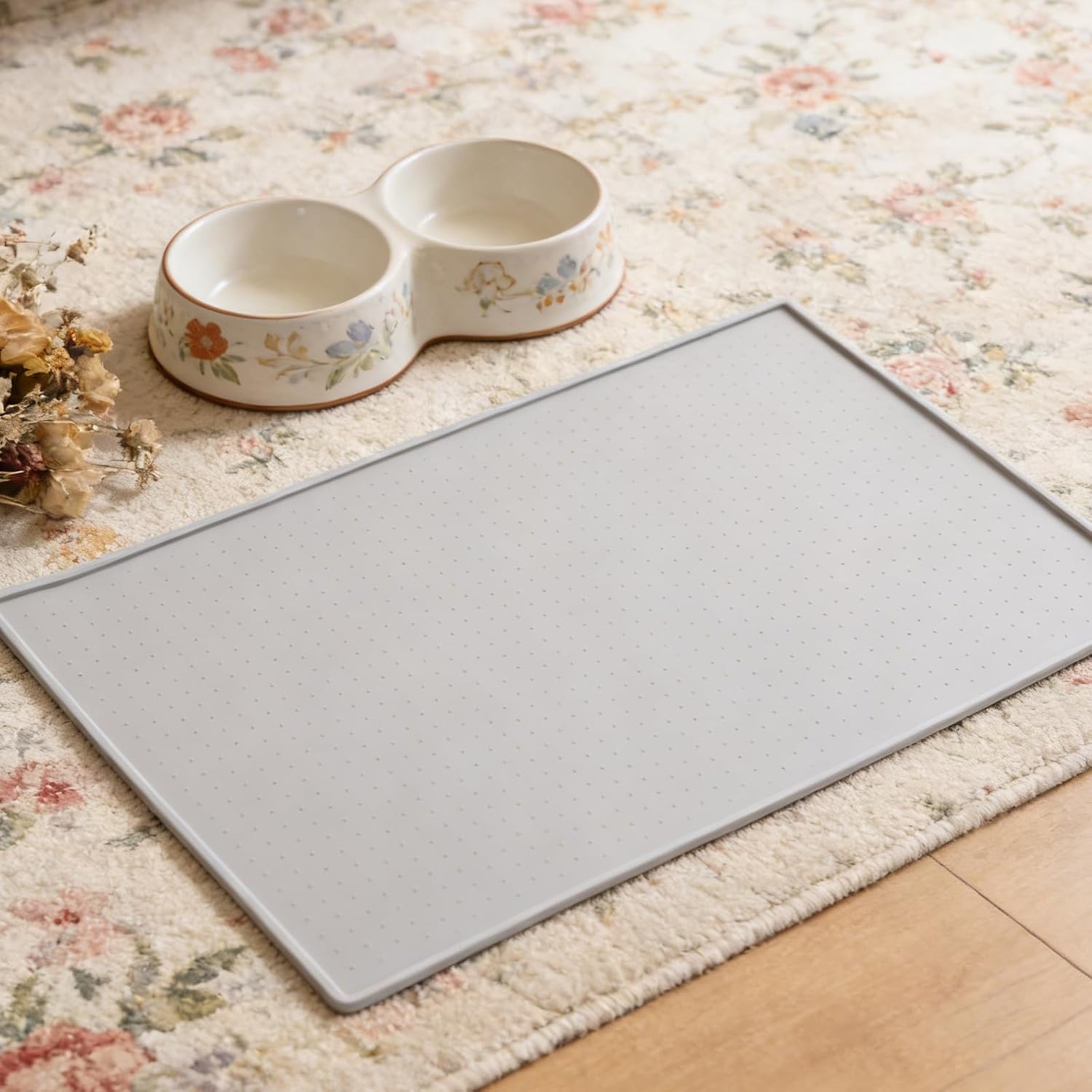 Waterproof Pet Feeding Mat with High Raised Edges, Placemats for Cat Dog Water Bowl, Dogs Cats Food Mats for Messy Drinkers to Prevent Spill and Protect Floors