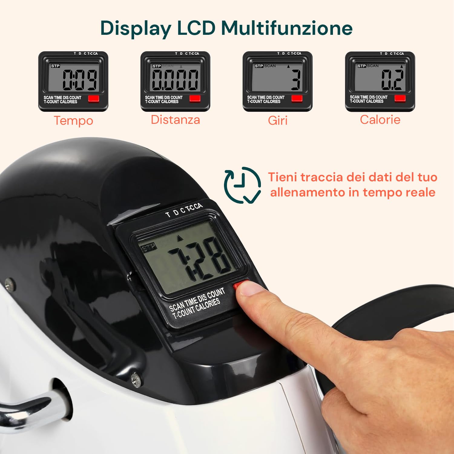 Avilia - Pedaliera Fitness Compatta per Braccia e Gambe con Display LCD, Resistenza Regolabile e Pedali Antiscivolo, Ideale per Anziani, Riabilitazione e Allenamento Domestico
