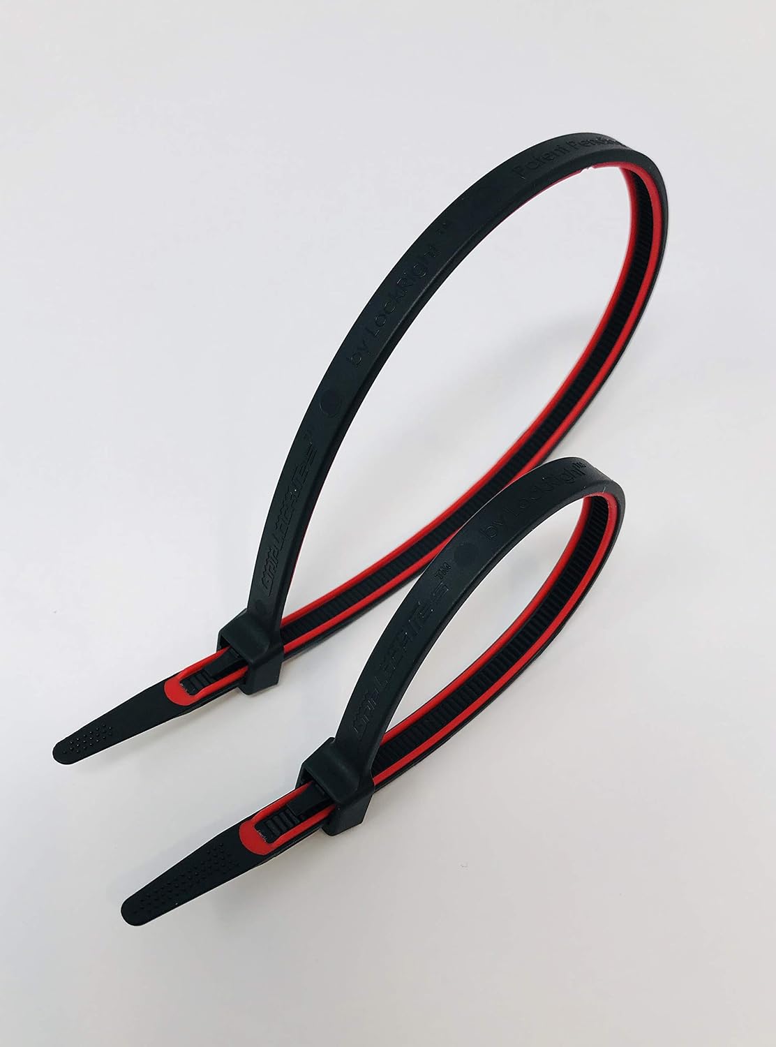 GripLockTies Rubber Lined, Releasable, Heavy-Duty Zip Ties, UV Rated, Zip Ties 8 Inch, Reusable, Black Nylon Zip Ties, Great for Cable Management, Gripping (Anti-Slip), and Durable (40, Red)