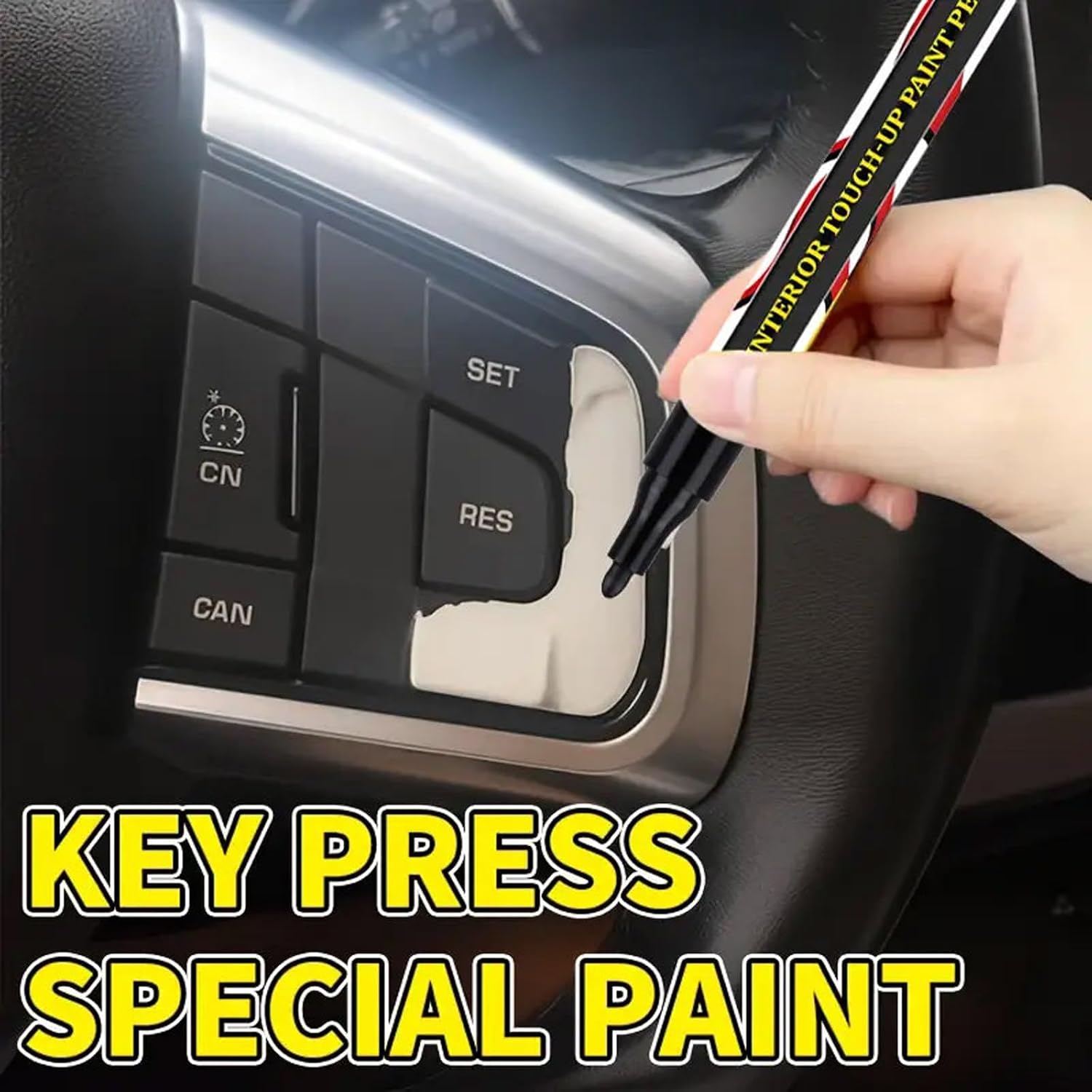 Quick Dry Restoration Pen for Interior Steering Button Scratches Black ABS Repair Pen for