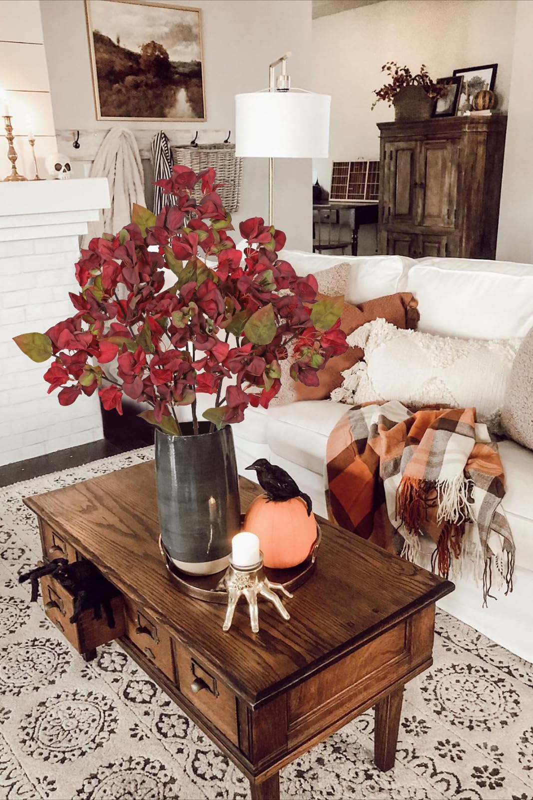 5er-Set Künstliche Bougainvillea-Blumen - Herbstdeko Mit Blüten Und Laub, 70 Cm Hoch, Für Vasen & Arrangements