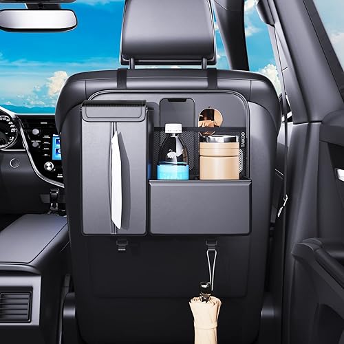 Miniatura 8 de Organizador de asiento trasero de automóvil, soporte para pañuelos de automóvil, bolsa de almacenamiento multifuncional que hace que tu automóvil