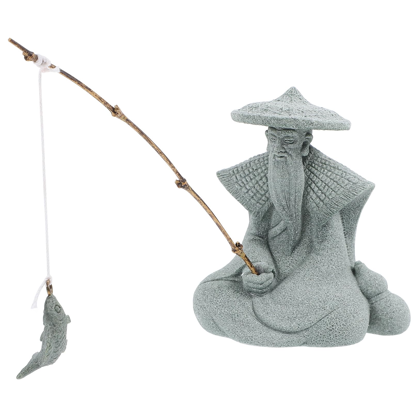 Figurine de Pêcheur Résine Résistante Intempéries Grosse Statue Jardin Aquarium LABRIMP