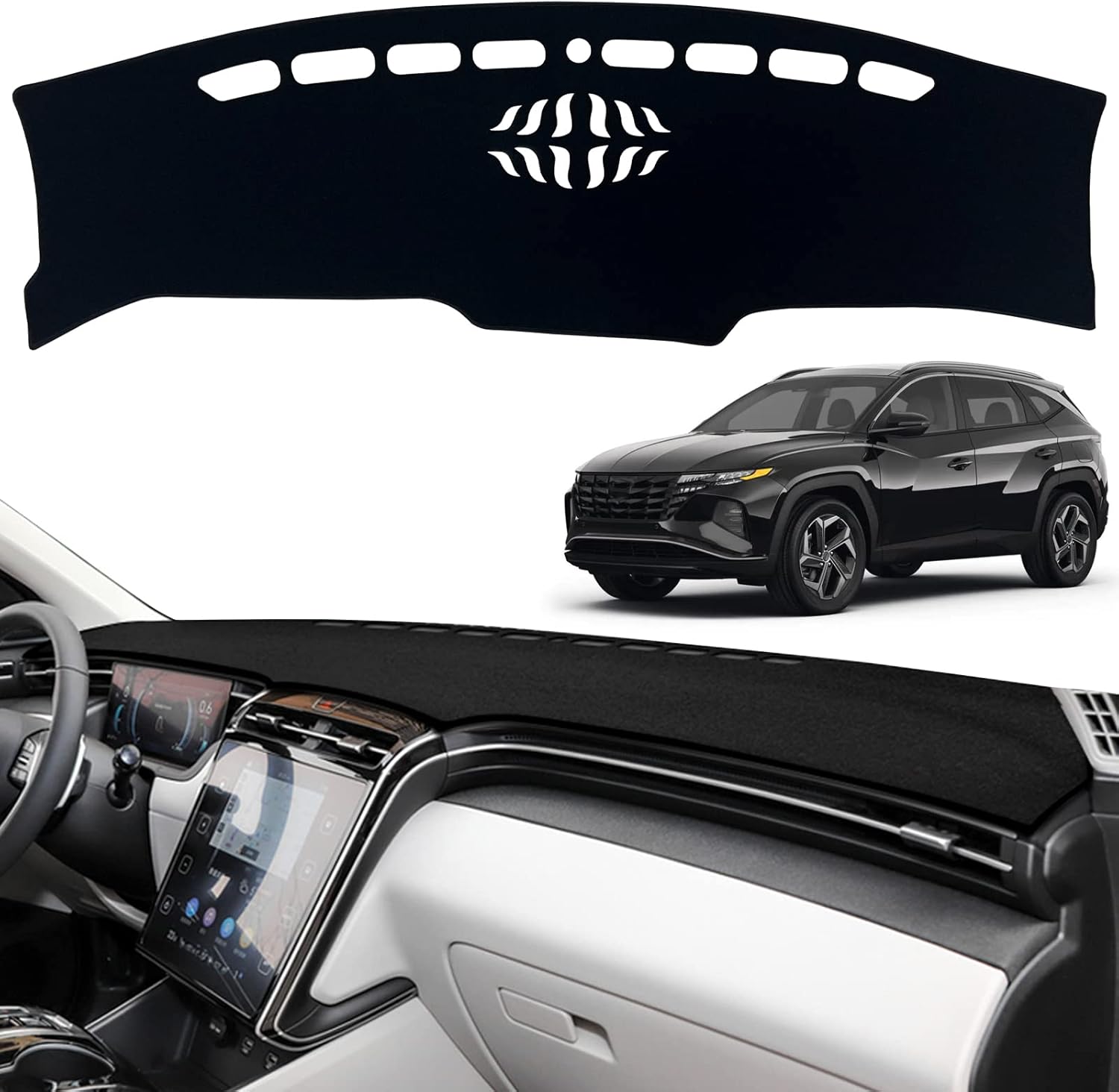 Dashboard Dash Board Cover Mat Pad Carpet Non-Slip Custom Compatible with Hyundai Tucson 2022 2023 Protector Sunshield (Tucson2022 2023(Without Audio))