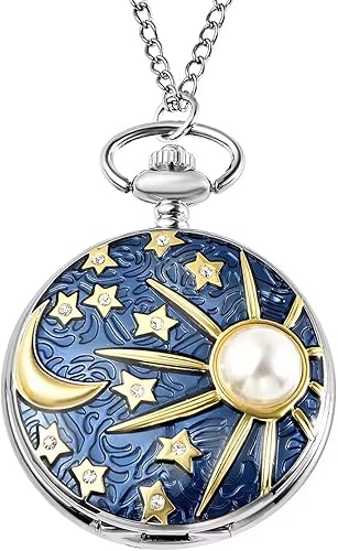 SHOP LC DELIVERING JOY LUSTRO Stella Strada - Reloj de bolsillo con cadena, color blanco, de movimiento japonés, tallado en movimiento japonés,