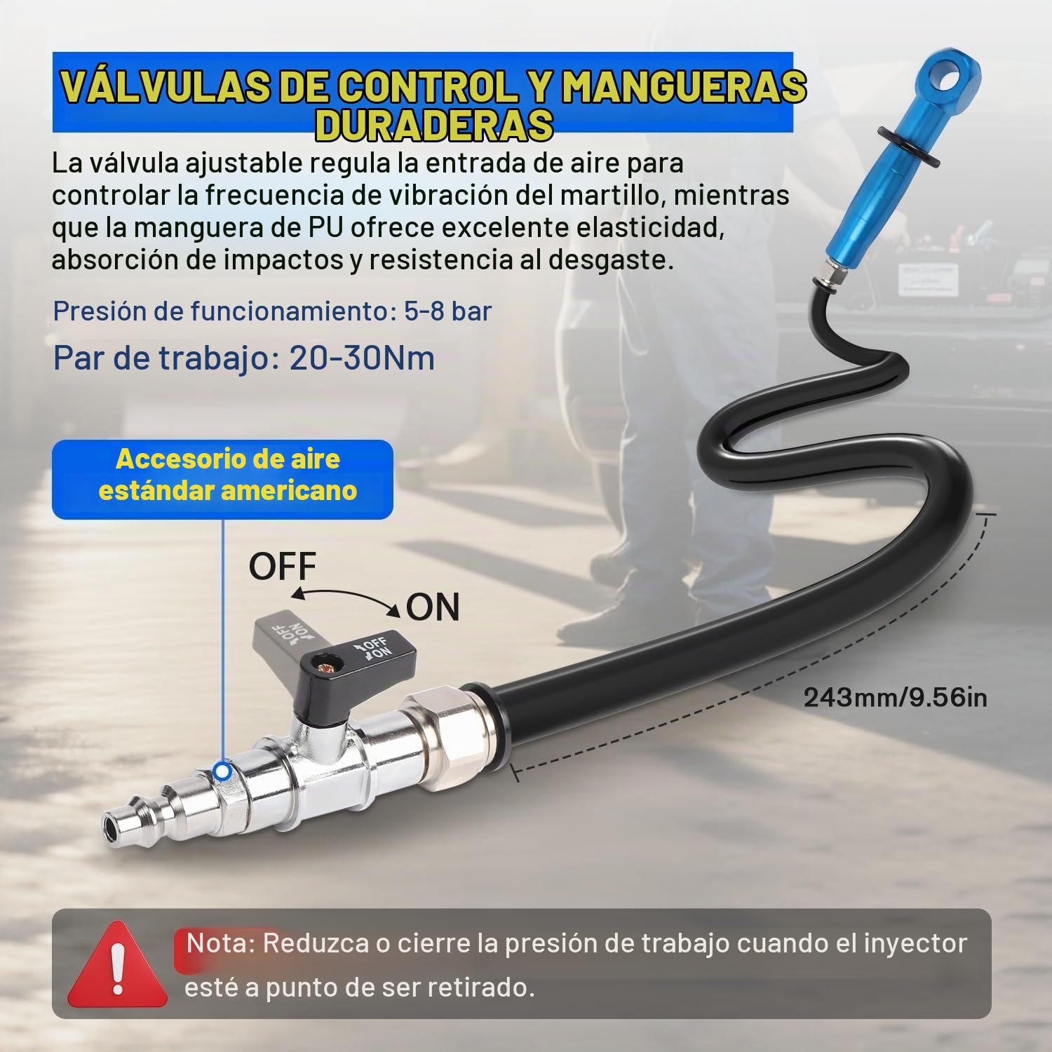 HEYOUTH Juego de Extractores de Inyectores Diesel Neumáticos 26 Piezas con Adaptadores – Inyector diésel Extractor de inyectores neumáticos Compatible for Bosch/Delphi/Denso/Siemens