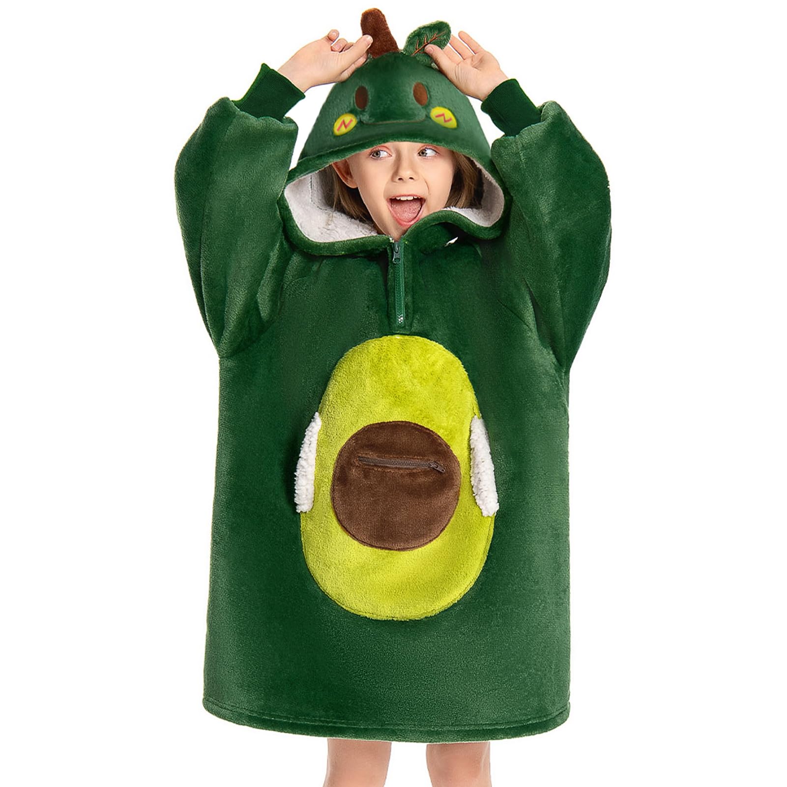OLAOLA Sudadera con Capucha de Gran Tamaño para Niños, Manta de Forro Polar Sherpa con Mangas y Bolsillos, Suave Cálida y Acogedora Sudadera Manta para Niñas Niños