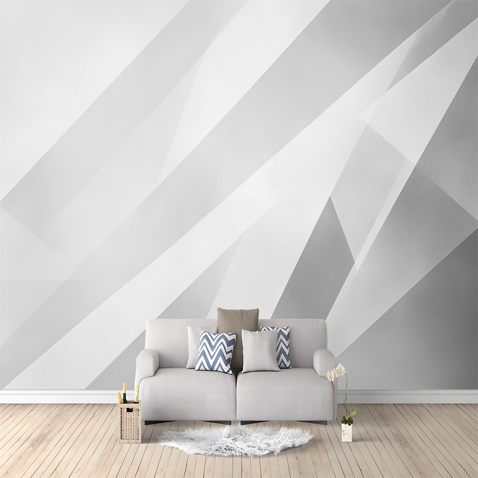 WHUOEUCO 3D Wallpaper Mural Geometric Gray Gradient 200x140 cm Modern Art Wall Murals Photo Wallpaper, for Living Room Bedroom Children's Room Home Decoration, Easy to Install