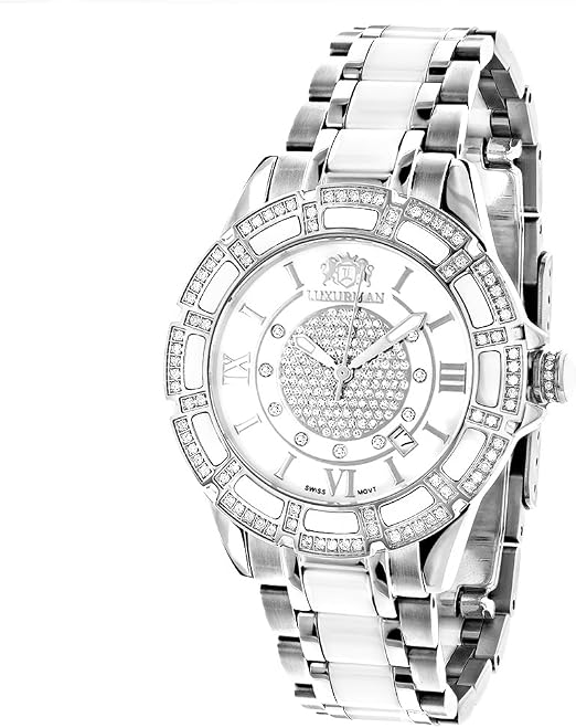 Luxurman orologio diamantato in ceramica da 1.25 ct bianco mop Galaxy :  Amazon.it: Orologi