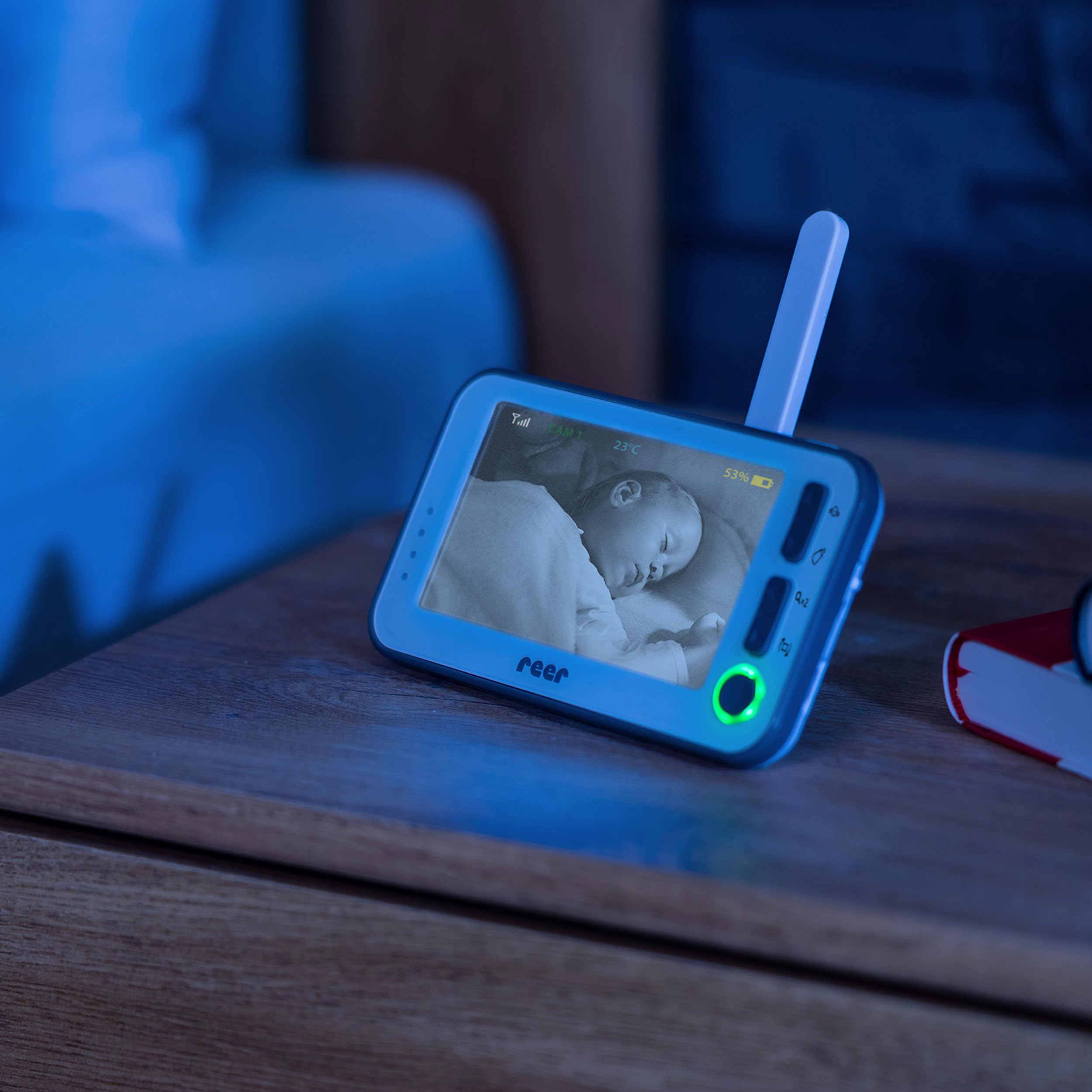 Reer Babycam L Babyphone Vidéo avec Écran Ecoute-Bébé TFT, Blanc, 4.3 Pouces, 1 Unité
