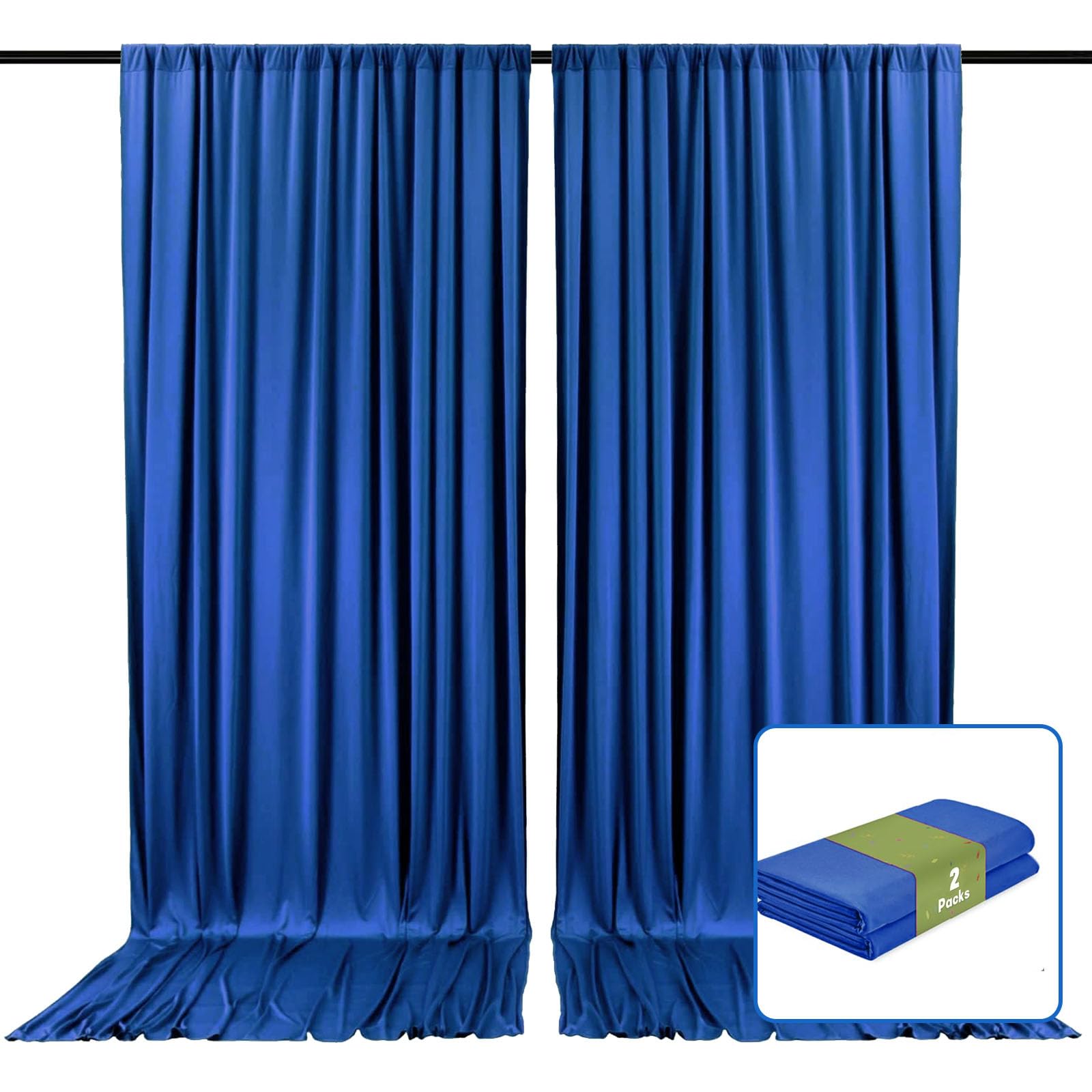 2 Panels Royal Blue Backdrop Curtain, 10 x 7 Feet Background Curtains for Parties, Weddings, Baby Showers, Bachelorette Halloween, Christmas Birthday