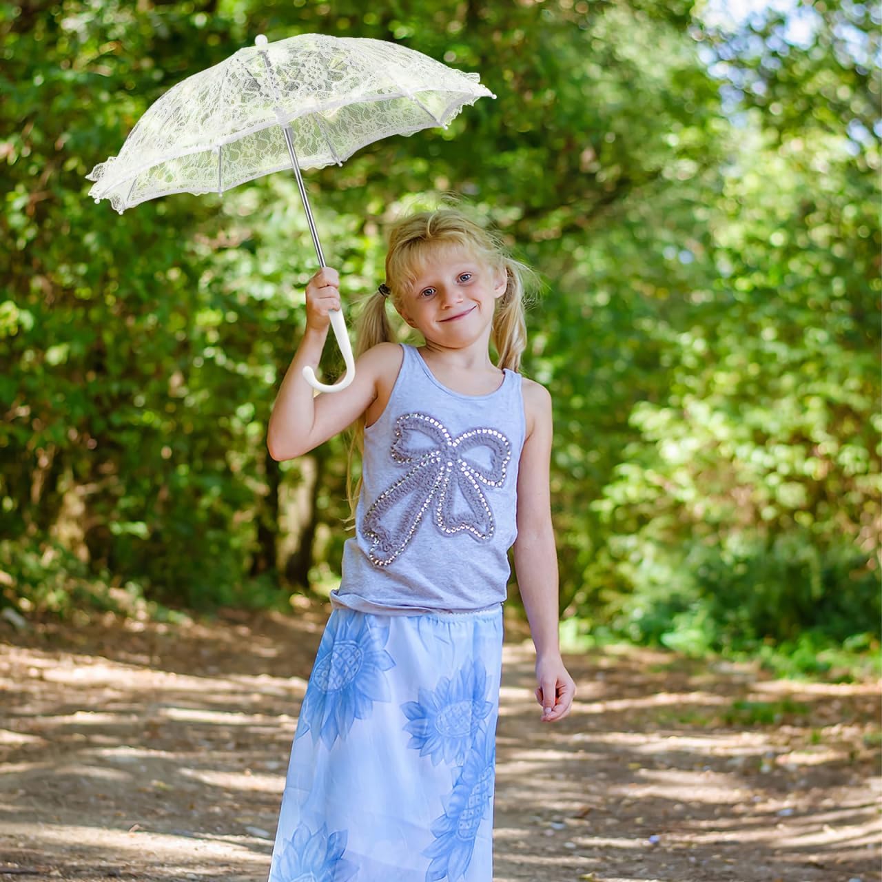 Lace Parasol Umbrella Wedding Umbrella Vintage Bridal Lace Decoration for Bride Wedding Tea Party Gift - Image 5