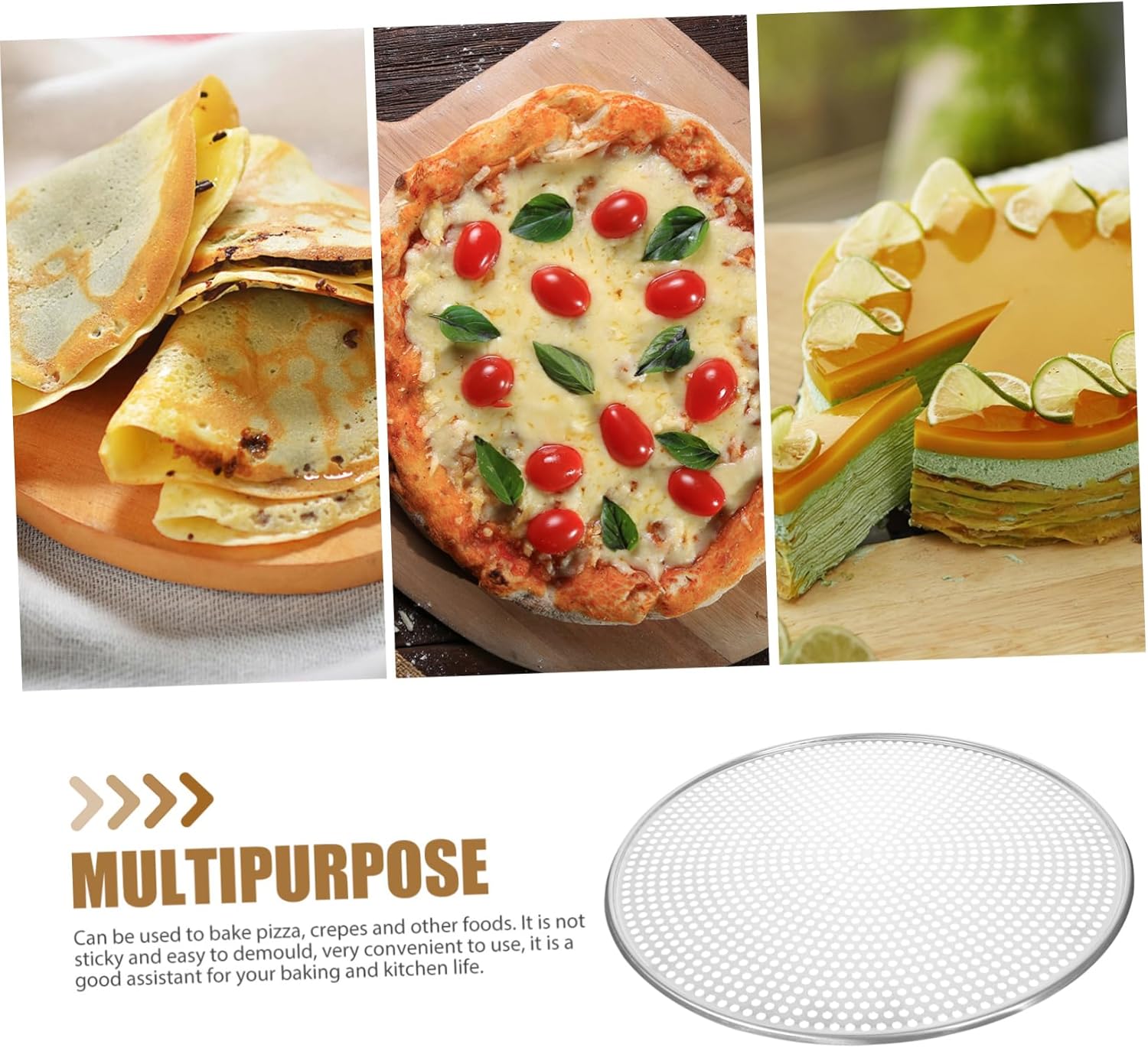 UPKOCH Pizza with Holes Round Pizza 16inch Stainless Steel Perforated Nonstick Bakeware Pizza Tray Tool Crispy Pie Pans Baking for Kitchen Restaurant Home Baking Supplies